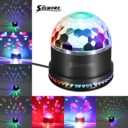 SOLMORE 9 Color LED Disco Ball Party Lights Strobe Light 18W Sound Activated DJ Lights Stage Lights for Club Party Gift Kids Birthday Wedding Decorations Home Karaoke Dance Light with Remote 
